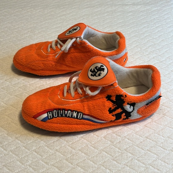 Sloffie Holland slippers house shoes, orange/white, kids 2-3 - Picture 5 of 7